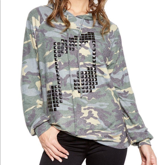 Lauren Moshi Markie Camo Music Note Hoodie Pullove - Picture 3 of 8